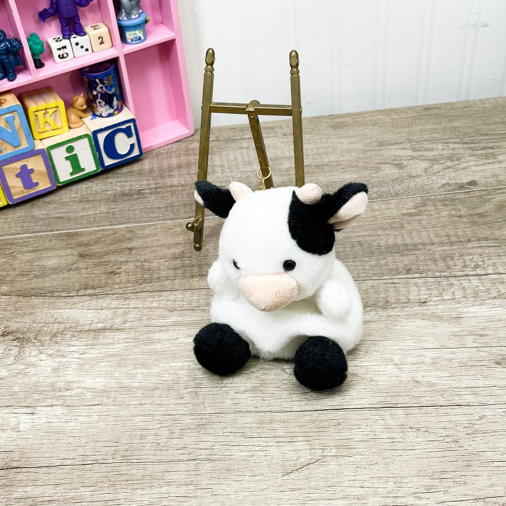 Aurora Palm Pals‎ Betsy Cow Plush Stuffed Animal Black White Spotted 5 Inch